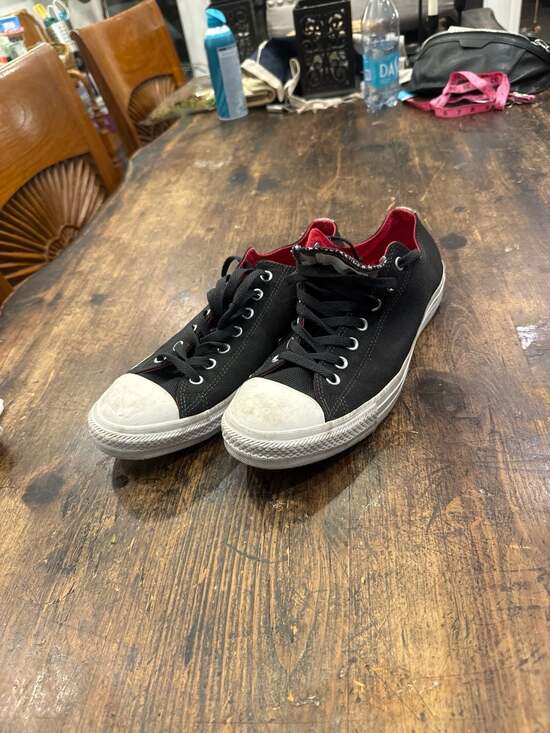 Converse Chuck Taylor All Star Low Top Black Ballistic Camo Red Accent Sneakers - Picture 5 of 6
